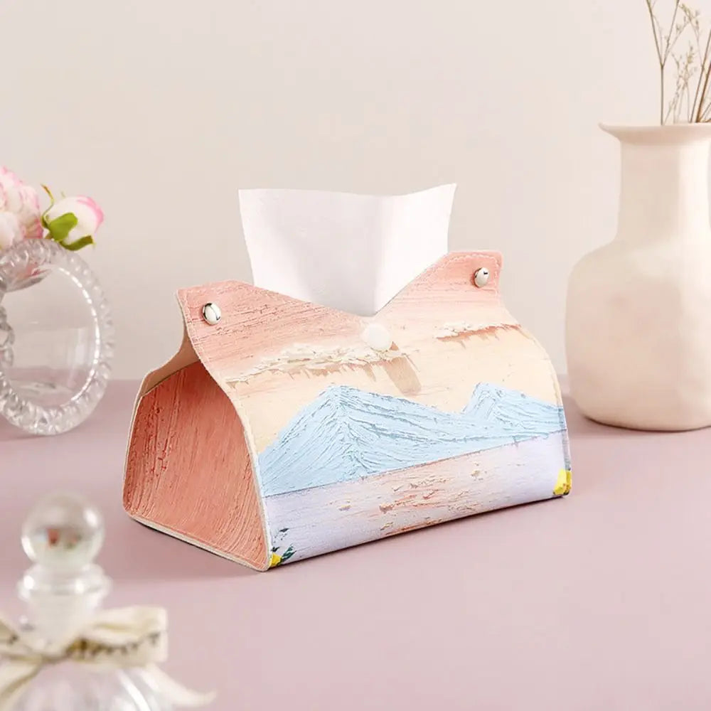 Pink Leather Tissue Box,Large Storage Napkin Holder, Durable & Creative