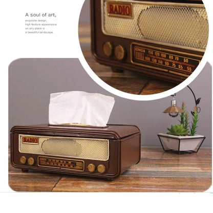 Retro Radio Tissue Box – Paper Towel Holder for Home, Bar & Office