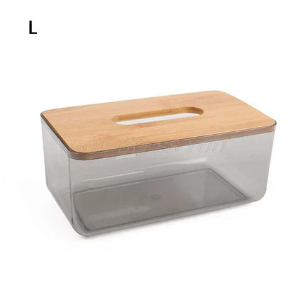 Bamboo Wooden Cover Plastic Tissue Box Paper Holder Dispenser Home Storage Case