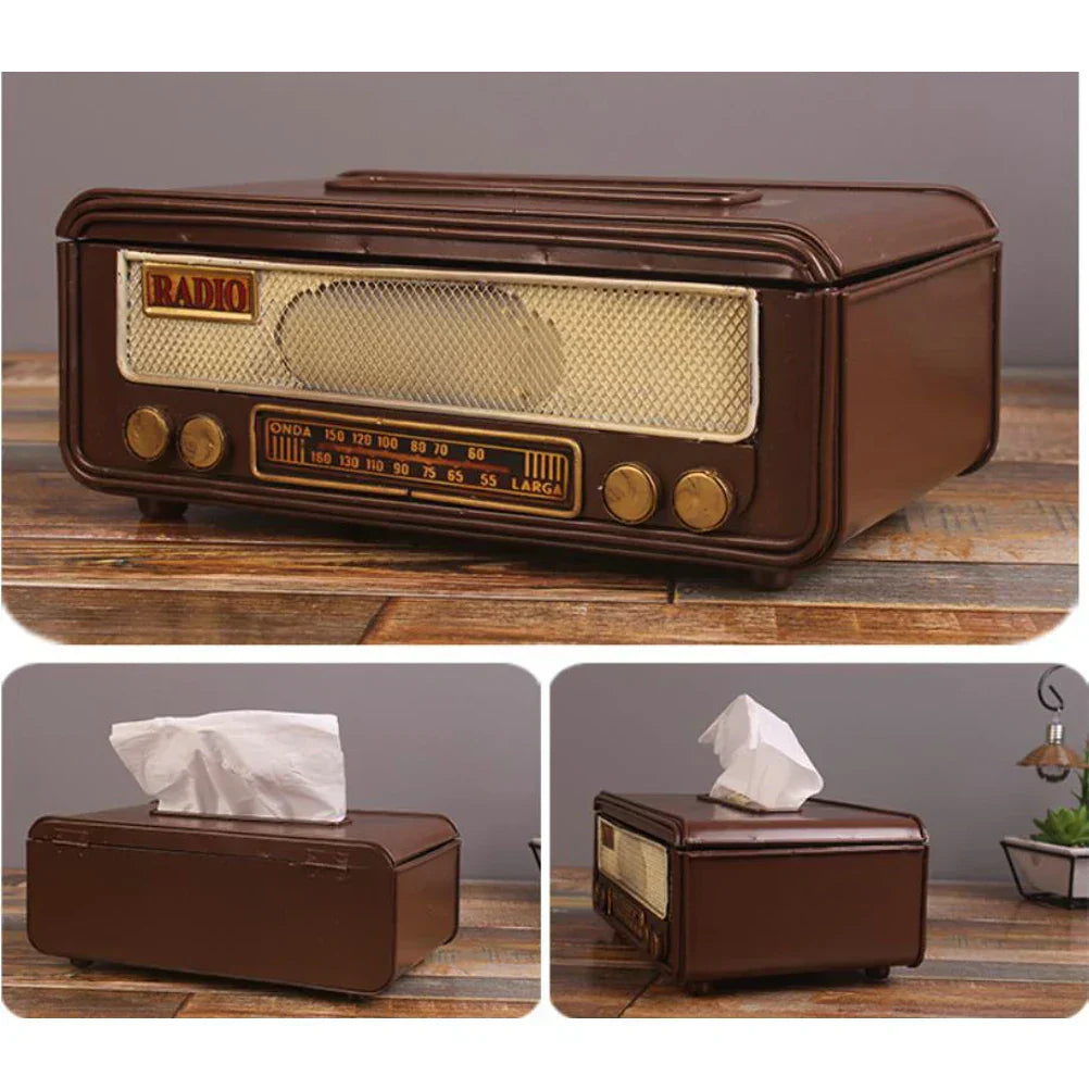 Retro Radio Tissue Box – Paper Towel Holder for Home, Bar & Office