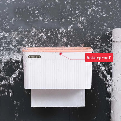 Wall-Mount Waterproof Toilet Paper Holder With Storage Tray