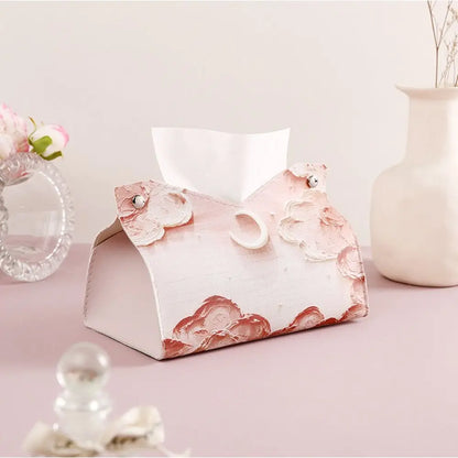 Pink Leather Tissue Box,Large Storage Napkin Holder, Durable & Creative