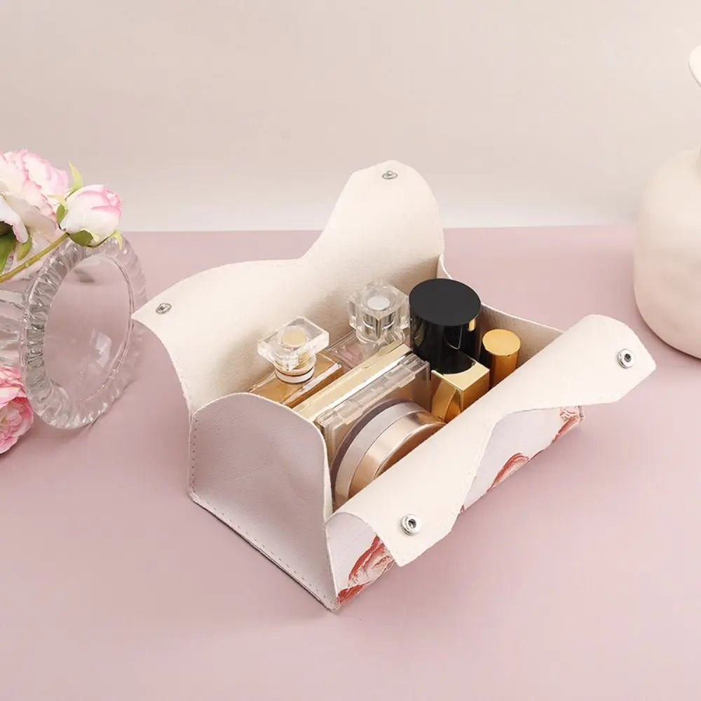 Pink Leather Tissue Box,Large Storage Napkin Holder, Durable & Creative