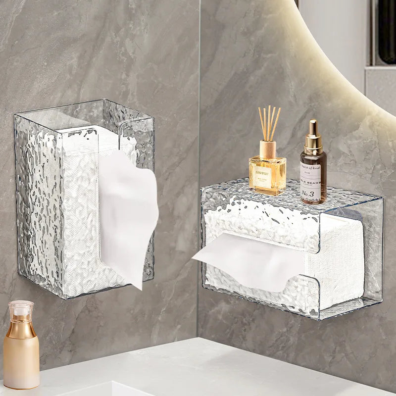 Glacier Style Wall Mounted Acrylic Tissue Box, Bathroom Tissue Holder, Acrylic Tissue Box